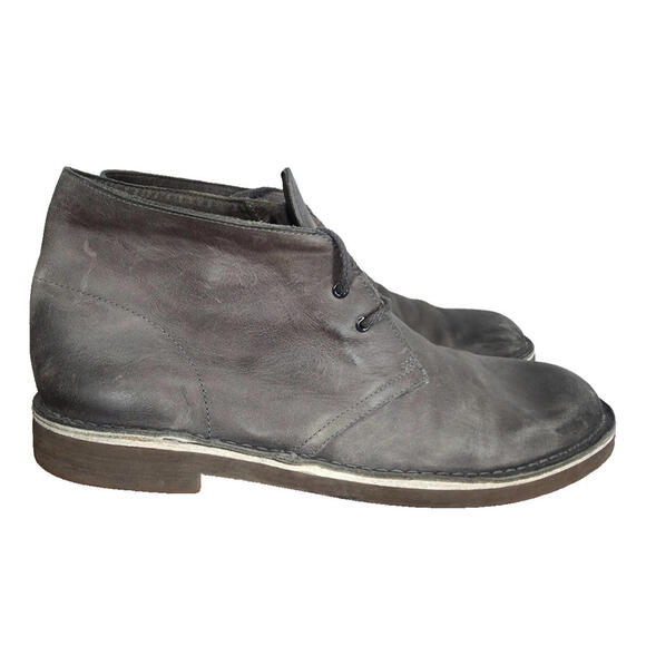 Clarks Chukka Boots Mens 11.5 M Buschacre 2 Gray Leather Lace Up‎ Ankle Shoes